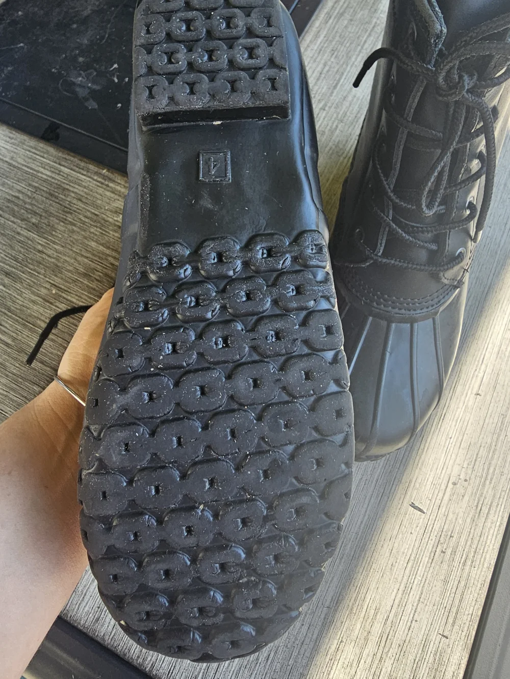 Polo Ralph Lauren Boys Ewan Duck Boots Triple Black Youth Size 4 Play Condition